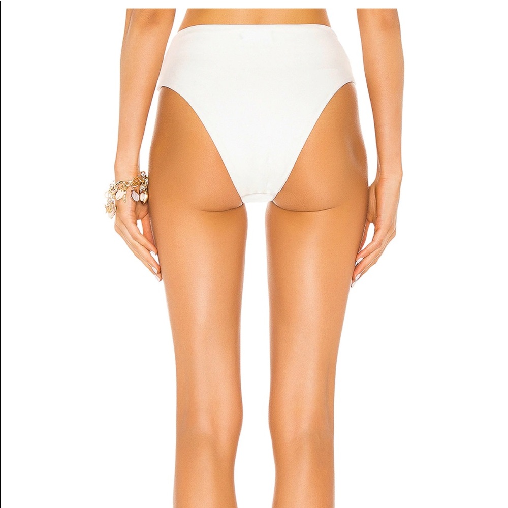Crepe High Leg Hotpant Bikini Bottom in Off White